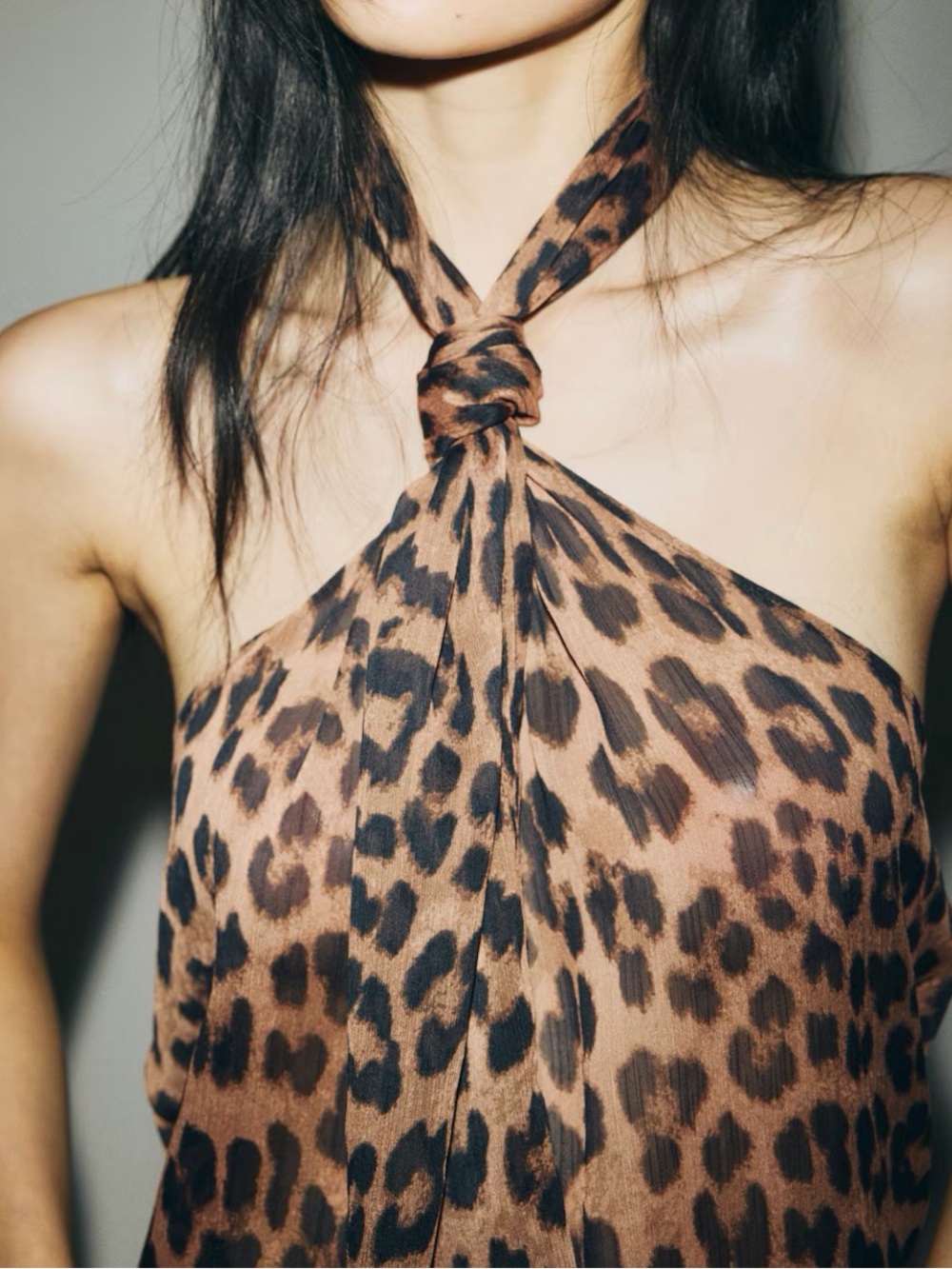 H&M Leopard Print Halter Cami in Brown and Black